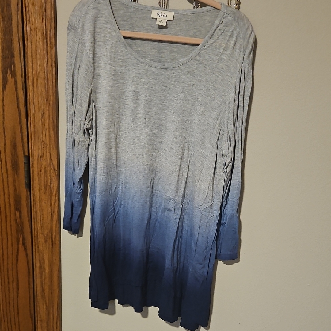 Style & Co. Gray To Blue Ombre Long Sleeve Tunic